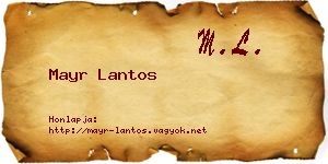 Mayr Lantos névjegykártya